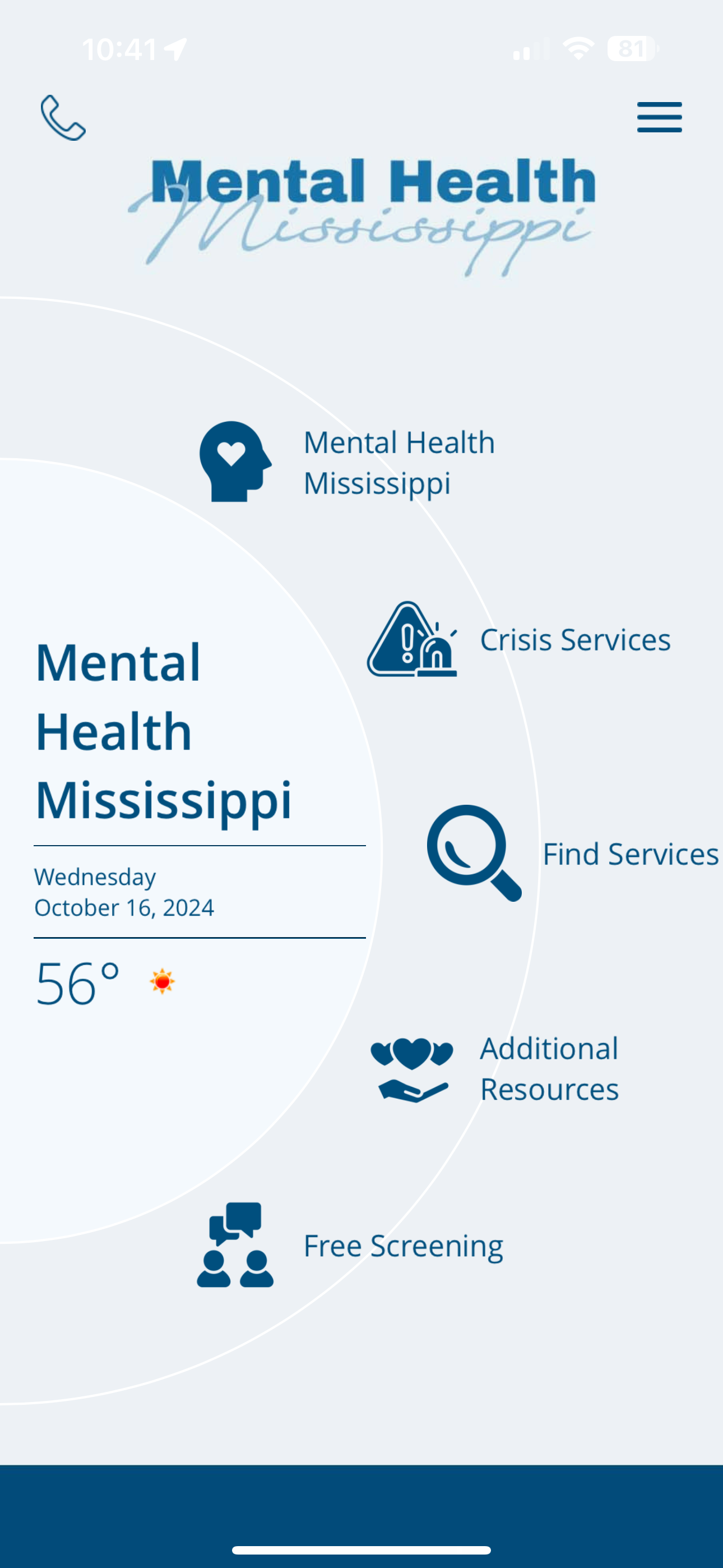 Mental Health Mississippi App Screenshot